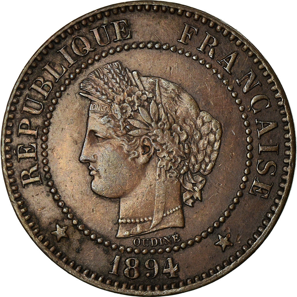 Coin, France, Cérès, 2 Centimes, 1894, Paris, Rare, EF(40-45), Bronze, KM 827.1