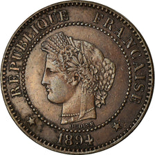 Coin, France, Cérès, 2 Centimes, 1894, Paris, Rare, EF(40-45), Bronze, KM 827.1