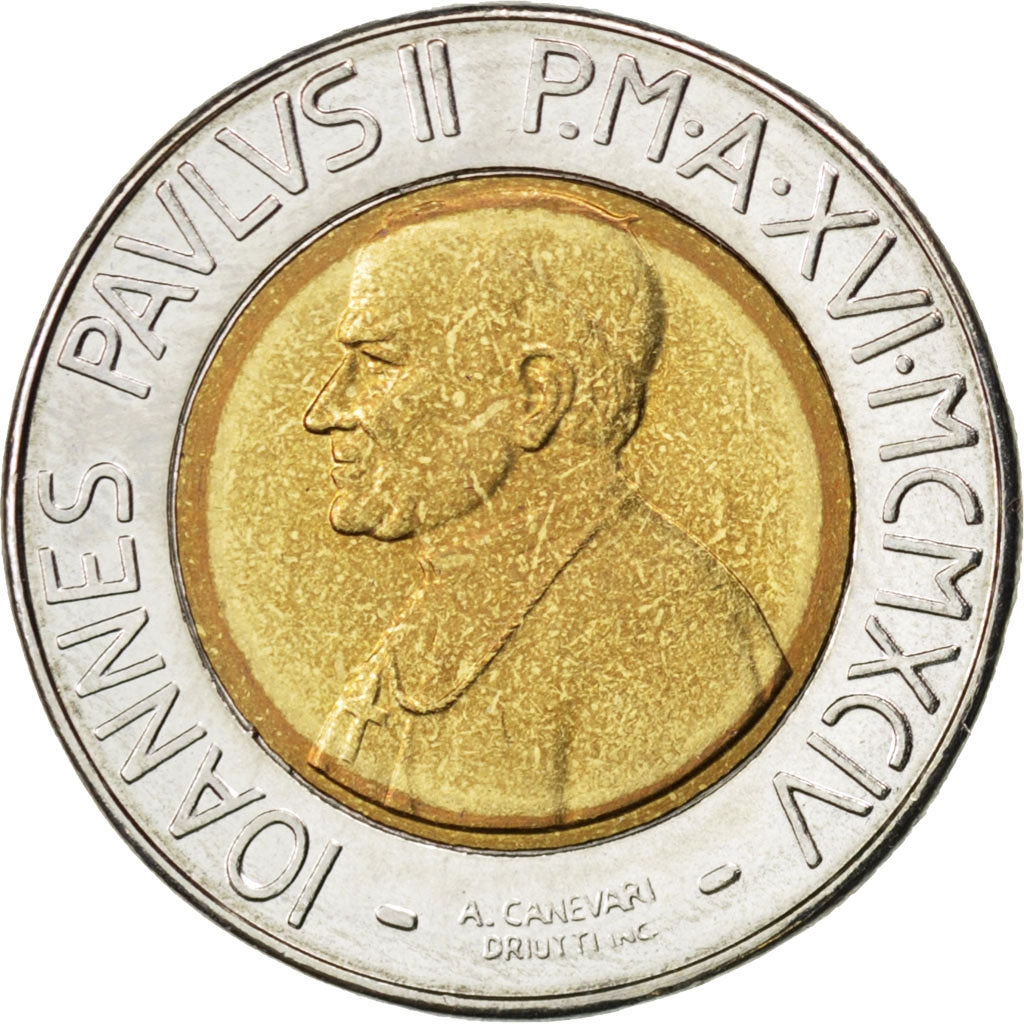 VATICAN CITY, 500 Lire, 1994, KM #257, MS(63), Bi-Metallic, 25.8, 6.80