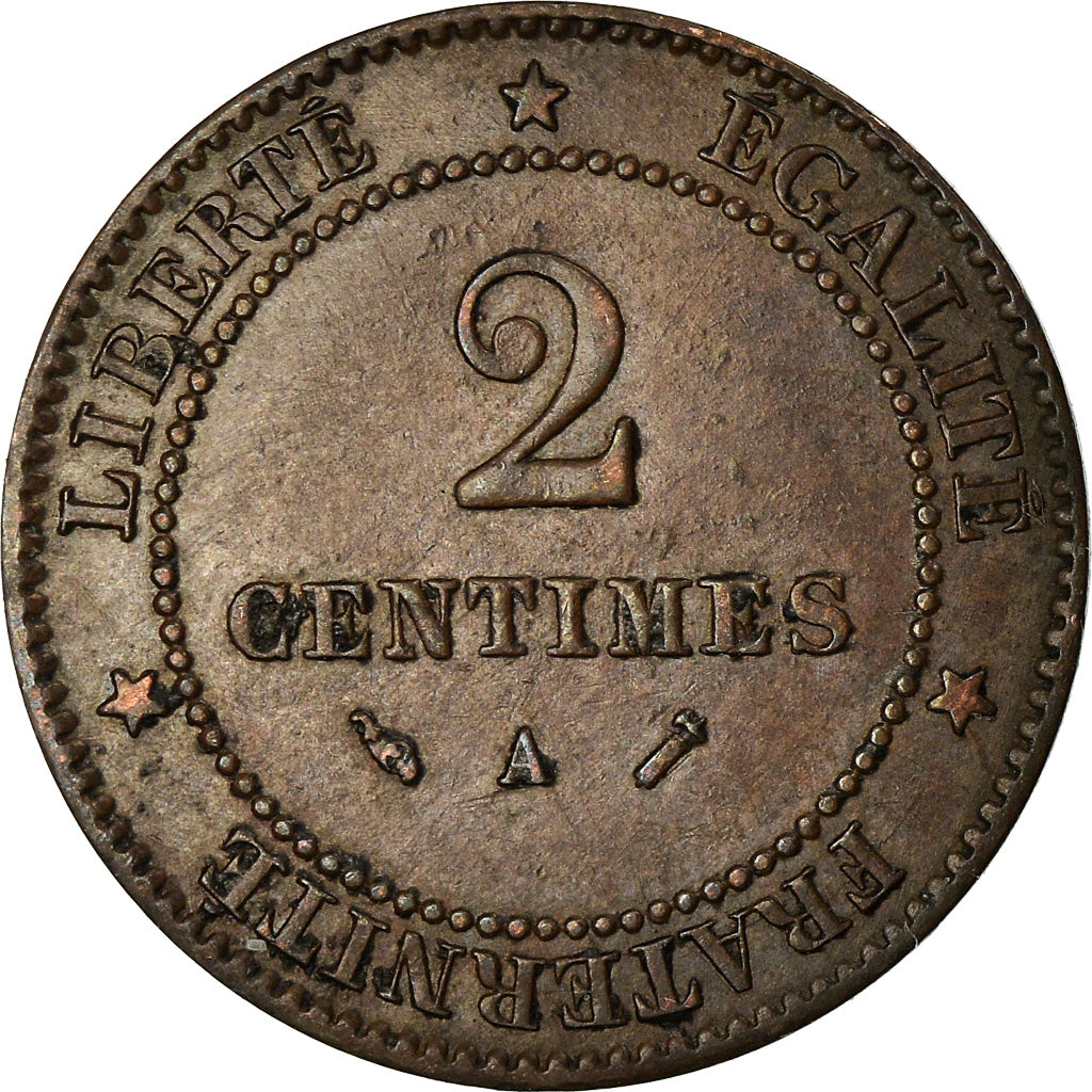 Moeda, França, Cérès, 2 Centimes, 1891, Paris, EF(40-45), Bronze, KM:827.1