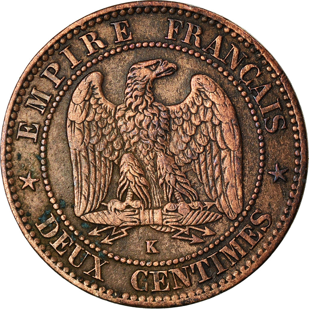 Coin, France, Napoleon III, 2 Centimes, 1862, Bordeaux, EF(40-45), KM 796.6