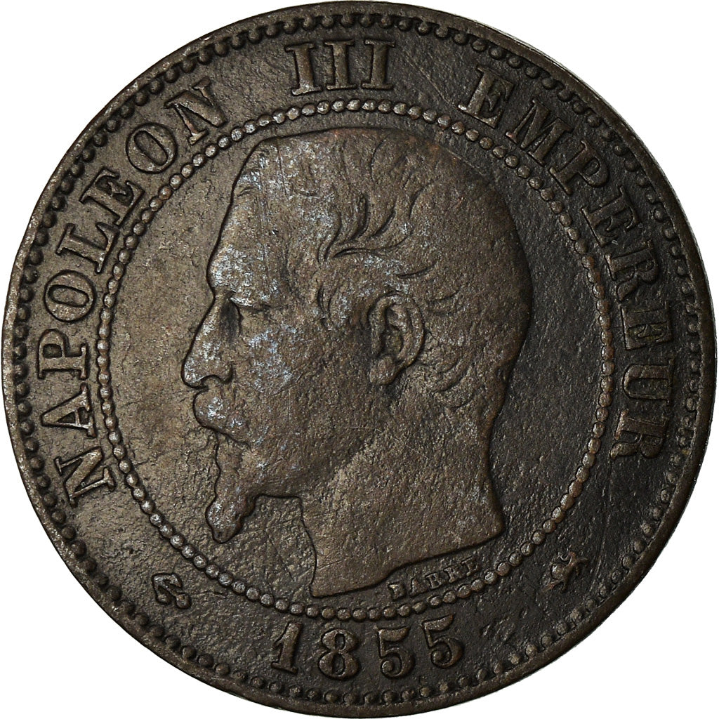 Coin, France, Napoleon III, 2 Centimes, 1855, Lyon, VF(20-25), KM 776.4