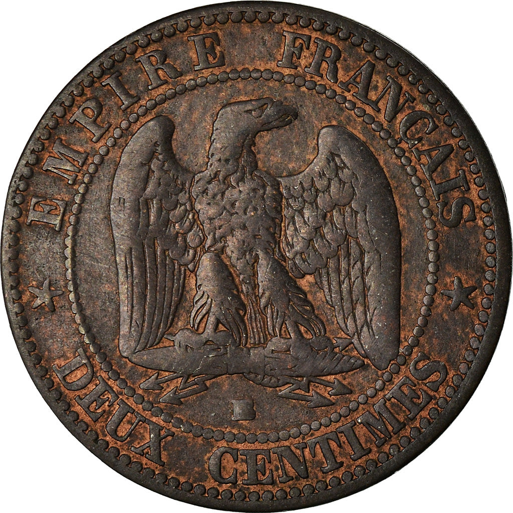 Moneta, Francia, Napoleon III, 2 Centimes, 1854, Strasbourg, MB+