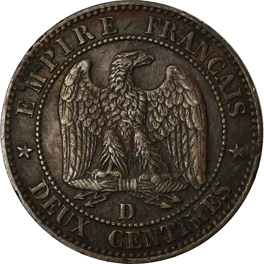 Coin, France, Napoleon III, 2 Centimes, 1857, Lyon, VF(30-35), KM 776.4