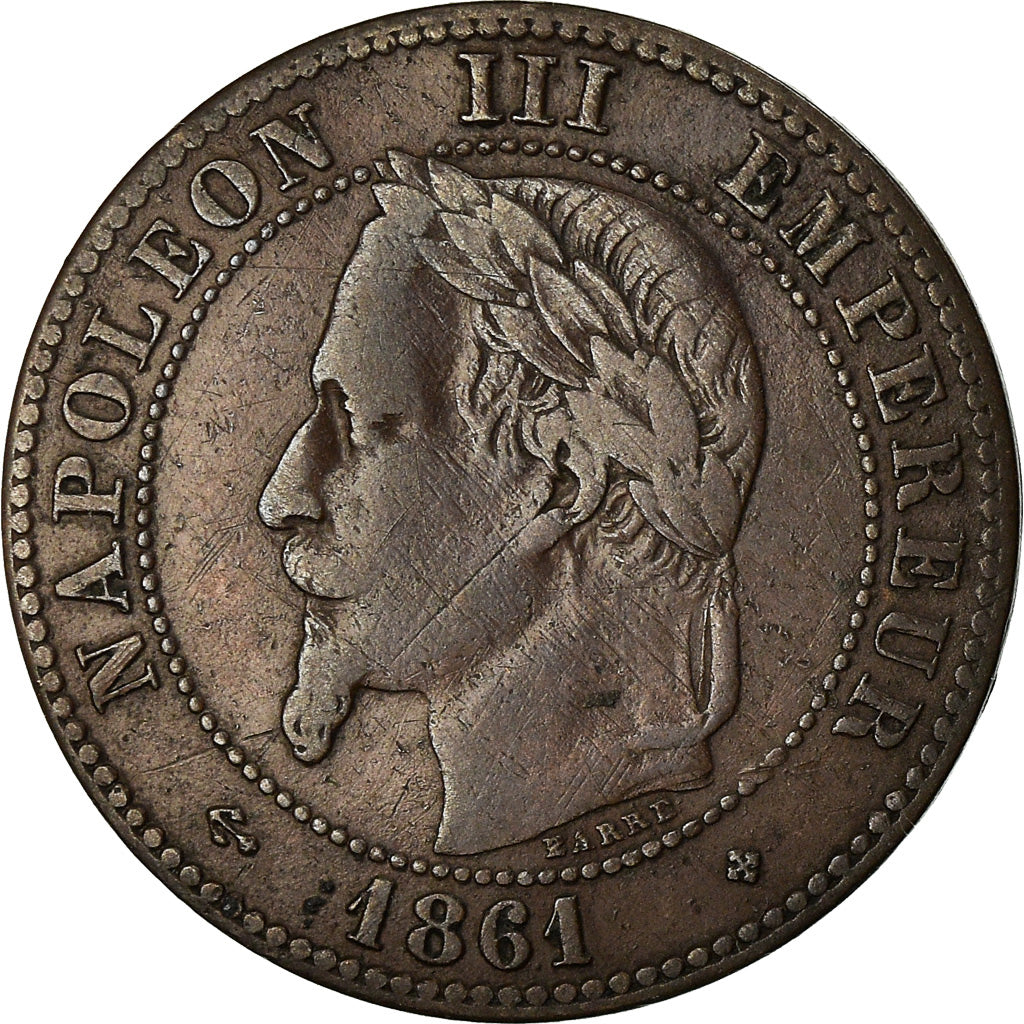 Moeda, França, Napoleon III, 2 Centimes, 1861, Strasbourg, EF(40-45)