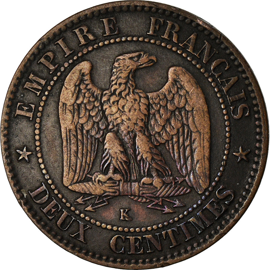 Coin, France, Napoleon III, 2 Centimes, 1855, Bordeaux, VF(30-35), KM 776.5