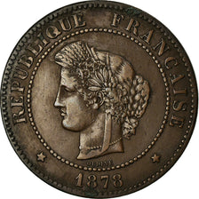 Coin, France, Cérès, 5 Centimes, 1878, Paris, Rare, EF(40-45), Bronze, KM 821.1