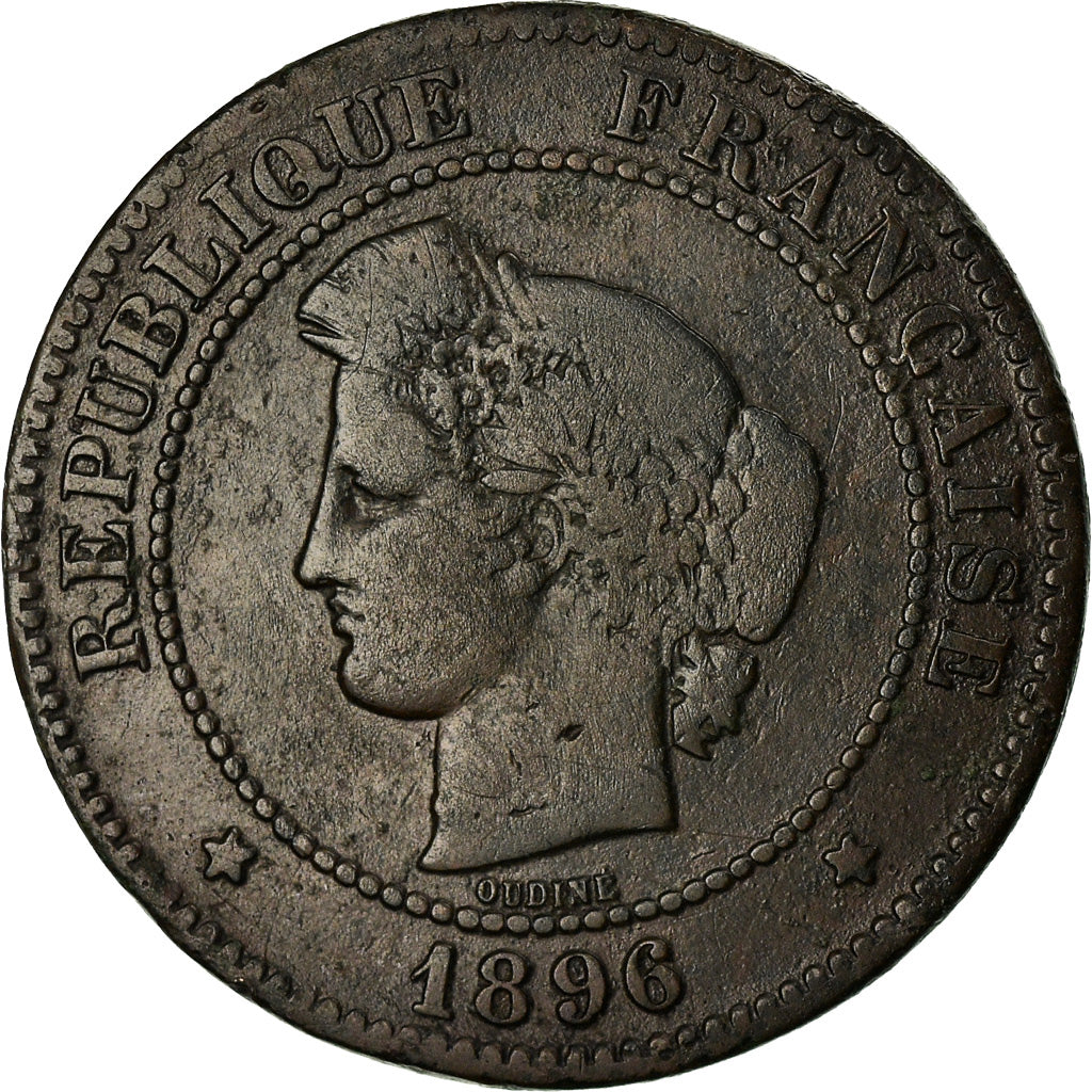 Moneda, Francia, Cérès, 5 Centimes, 1896, Paris, Rare, BC+, Bronce, KM:821.1