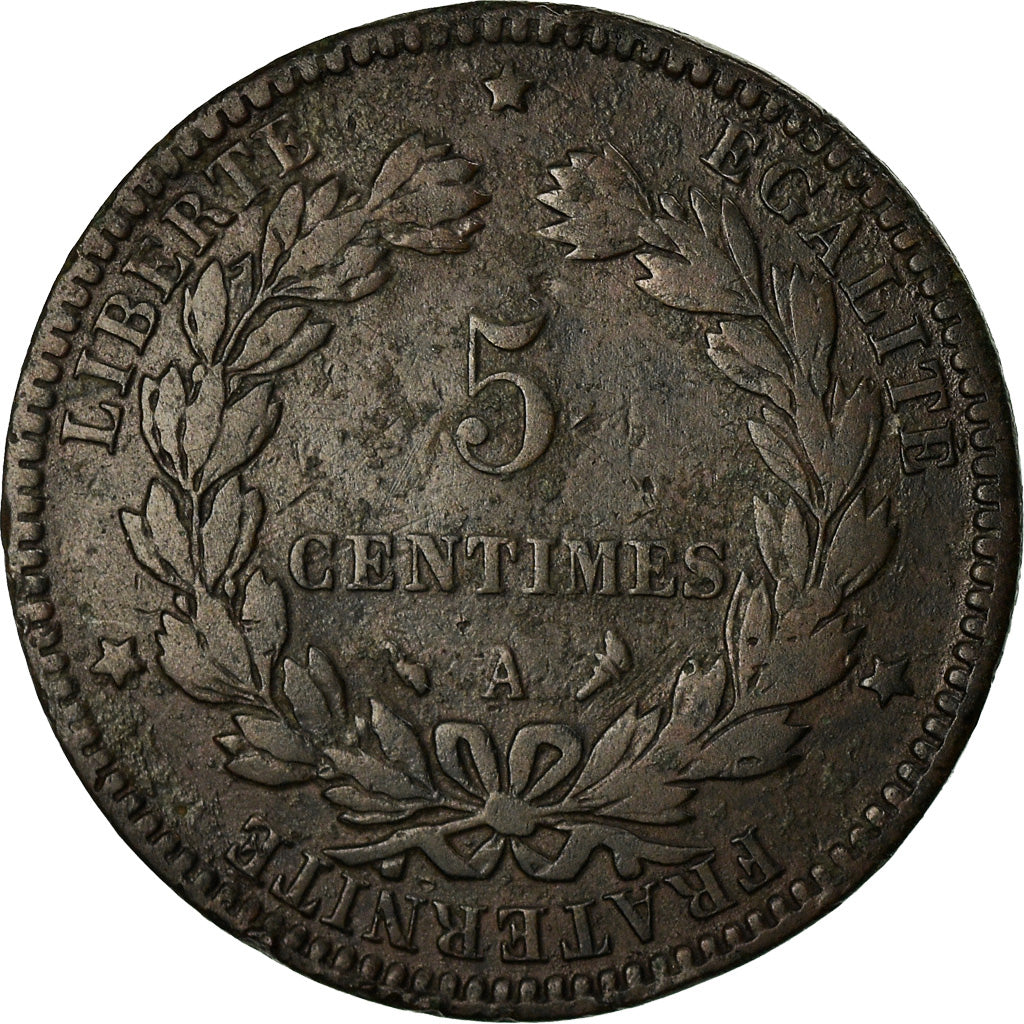 Moneda, Francia, Cérès, 5 Centimes, 1896, Paris, Rare, BC+, Bronce, KM:821.1