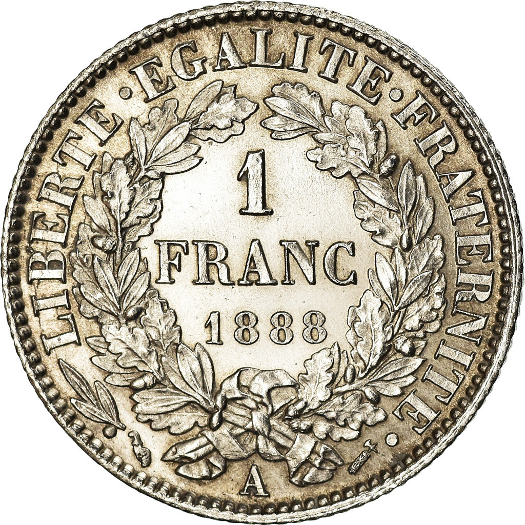 Coin, France, Cérès, Franc, 1888, Paris, MS(60-62), Silver, KM:822.1
