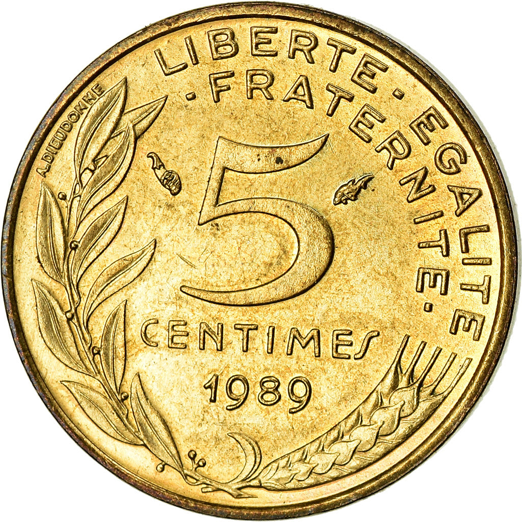 Monnaie, France, Marianne, 5 Centimes, 1989, Paris, SUP+, Aluminum-Bronze