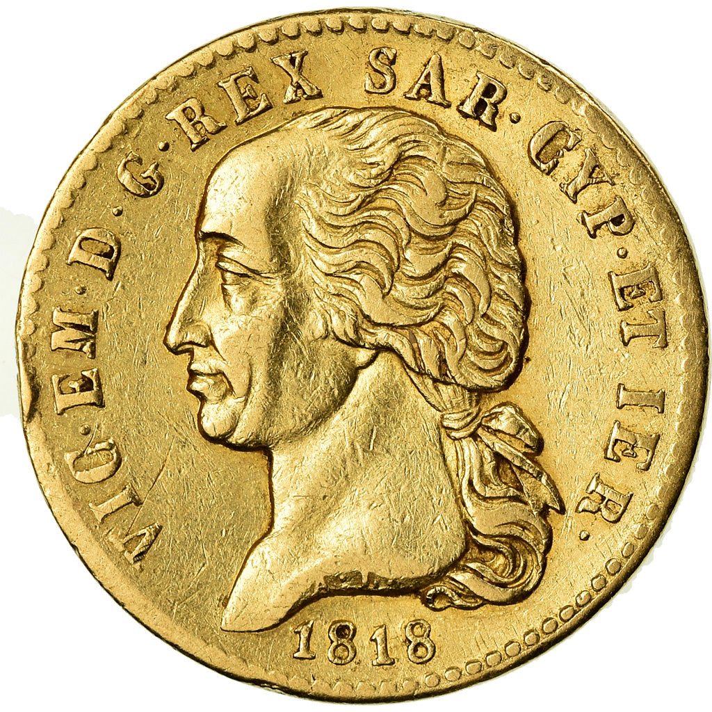 Munten, SARDINIA, Vittorio Emanuele I, 20 Lire, 1818, Torino, ZF+