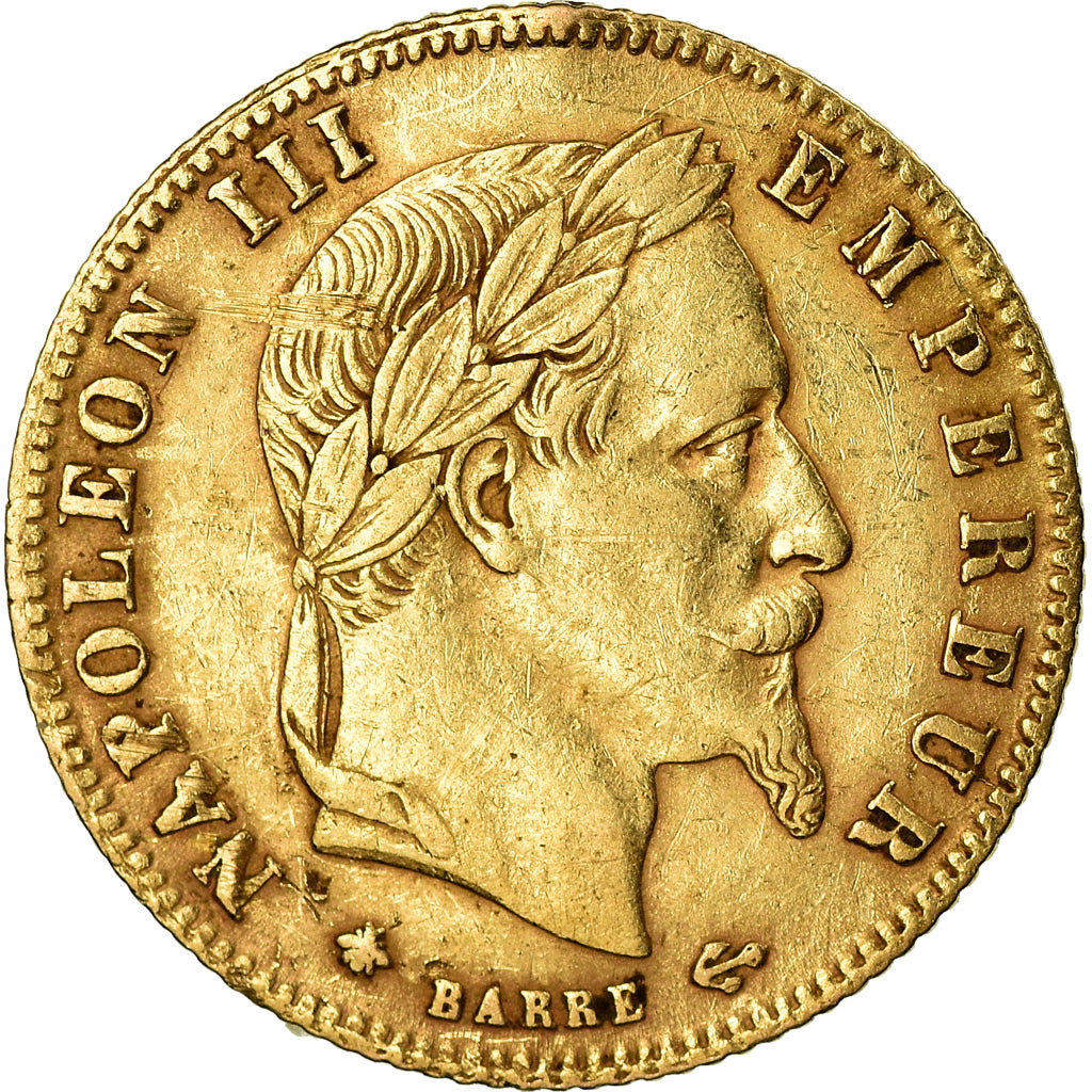 Moneda, Francia, Napoleon III, 5 Francs, 1868, Paris, MBC, Oro
