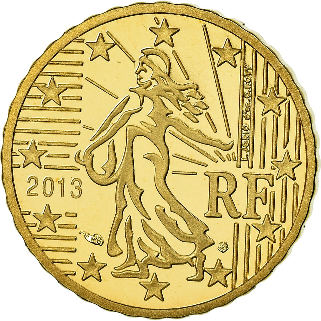 France, 10 Euro Cent, 2013, Proof / BE, MS(65-70), Brass, Gadoury:4b., KM:1410