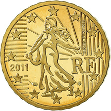 France, 10 Euro Cent, 2011, Proof / BE, MS(65-70), Brass, Gadoury:4b., KM:1410