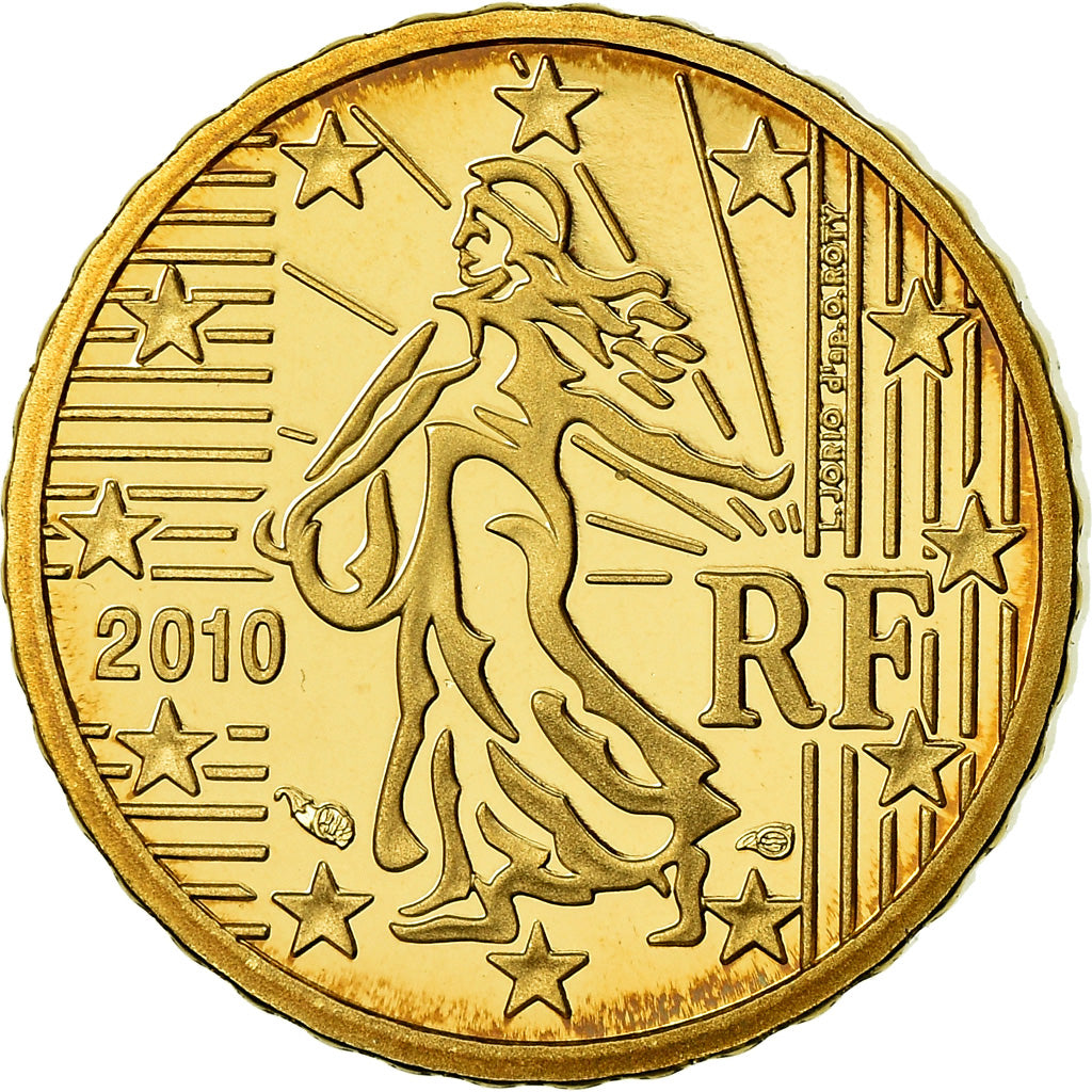 France, 10 Euro Cent, 2010, Proof / BE, MS(65-70), Brass, Gadoury:4b., KM:1410