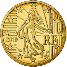 France, 10 Euro Cent, 2010, Proof / BE, MS(65-70), Brass, Gadoury:4b., KM:1410