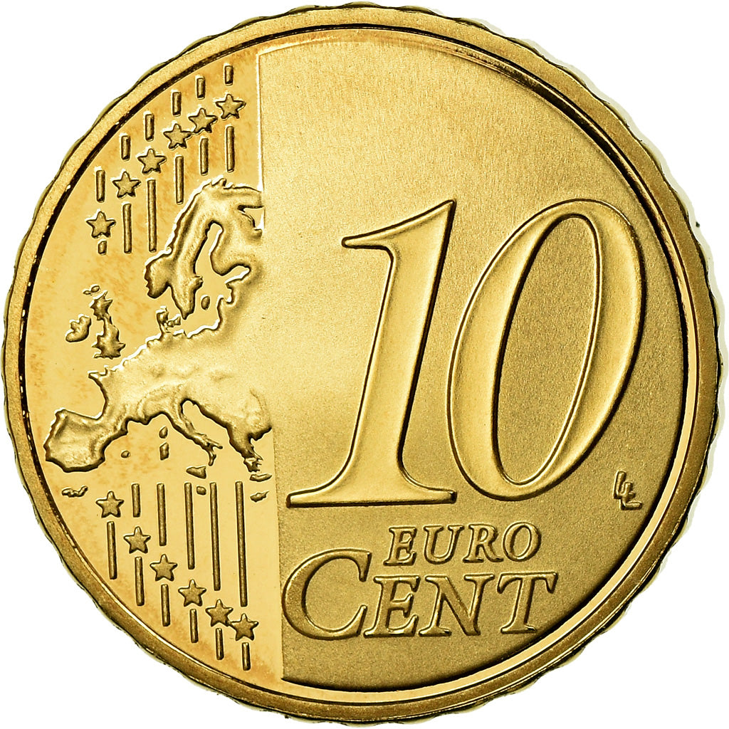 France, 10 Euro Cent, 2010, Proof / BE, MS(65-70), Brass, Gadoury:4b., KM:1410