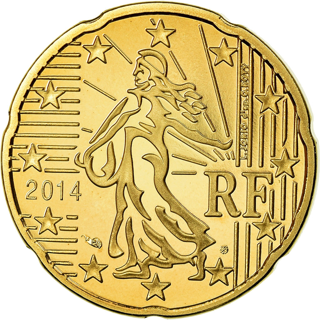 Frankrijk, 20 Euro Cent, 2014, Proof / BE, FDC, Tin, Gadoury:5a.