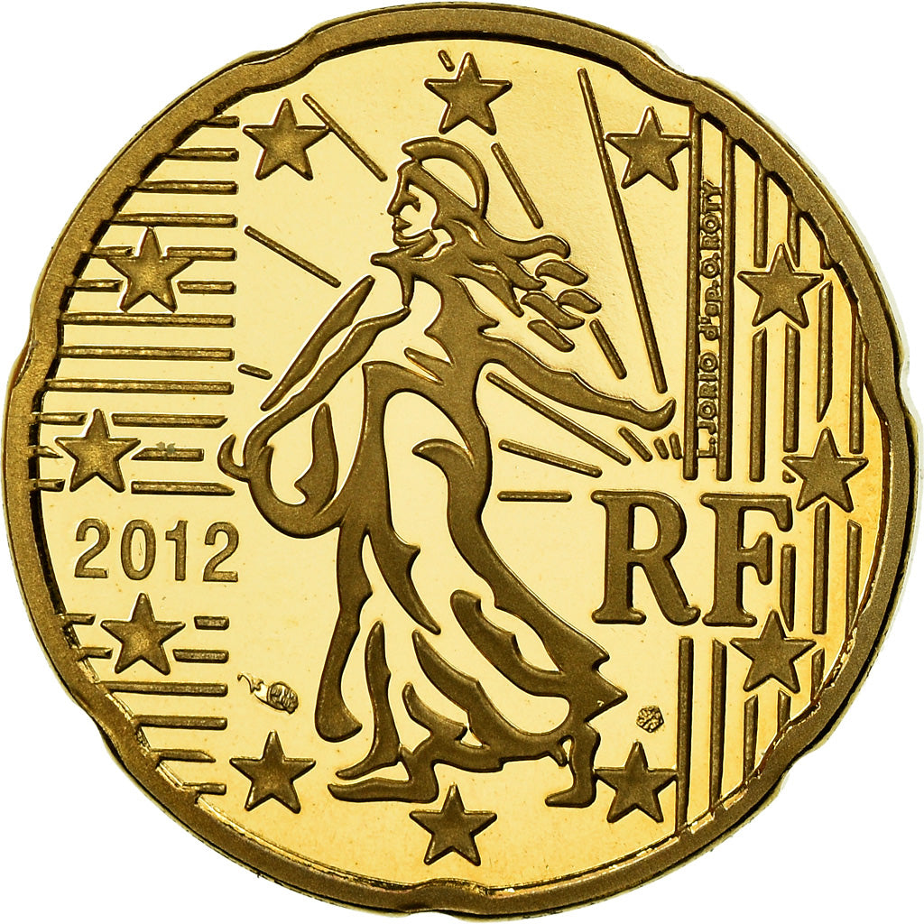 France, 20 Euro Cent, 2012, Proof / BE, MS(65-70), Brass, Gadoury:5a, KM:1411