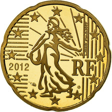 France, 20 Euro Cent, 2012, Proof / BE, MS(65-70), Brass, Gadoury:5a, KM:1411