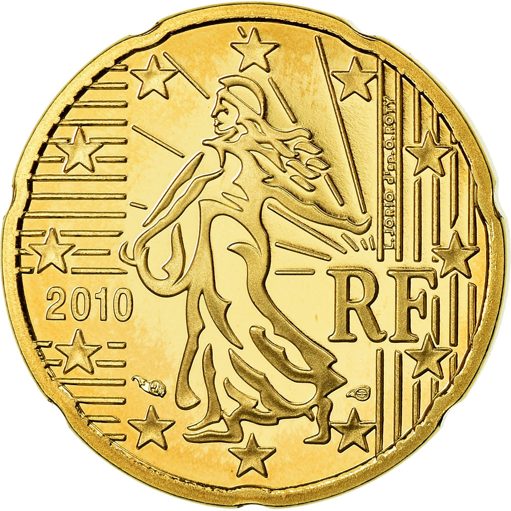 France, 20 Euro Cent, 2010, Proof / BE, MS(65-70), Brass, Gadoury:5a, KM:1411