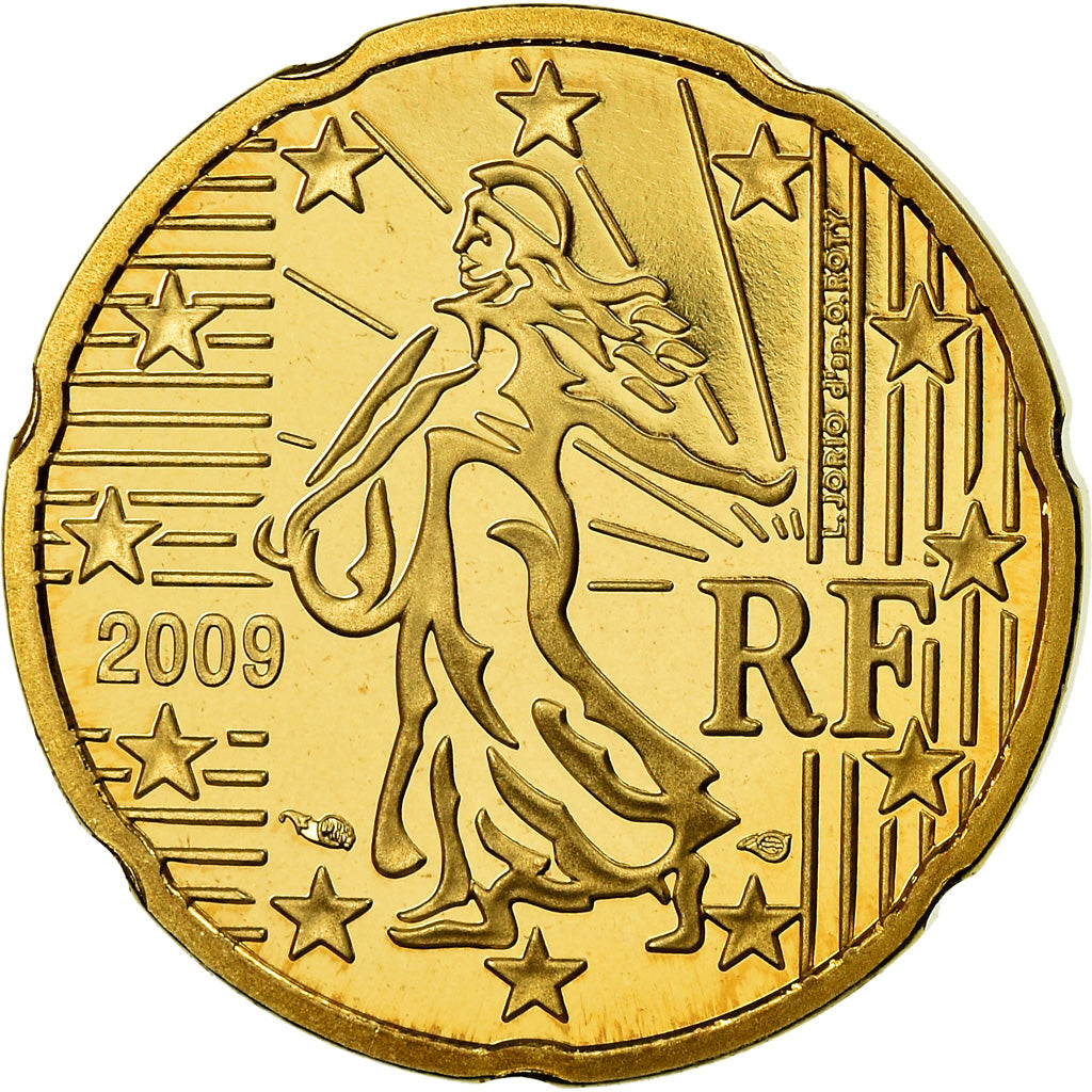 France, 20 Euro Cent, 2009, Proof / BE, MS(65-70), Brass, Gadoury:5a, KM:1411