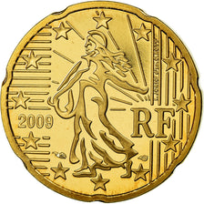 France, 20 Euro Cent, 2009, Proof / BE, MS(65-70), Brass, Gadoury:5a, KM:1411