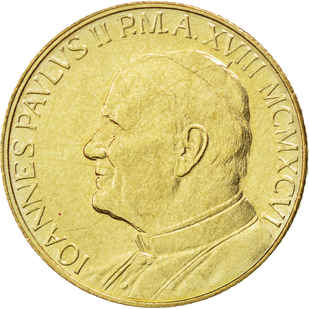 VATICAN CITY, 200 Lire, 1996, KM #276, MS(63), Aluminum-Bronze, 24, 5.01