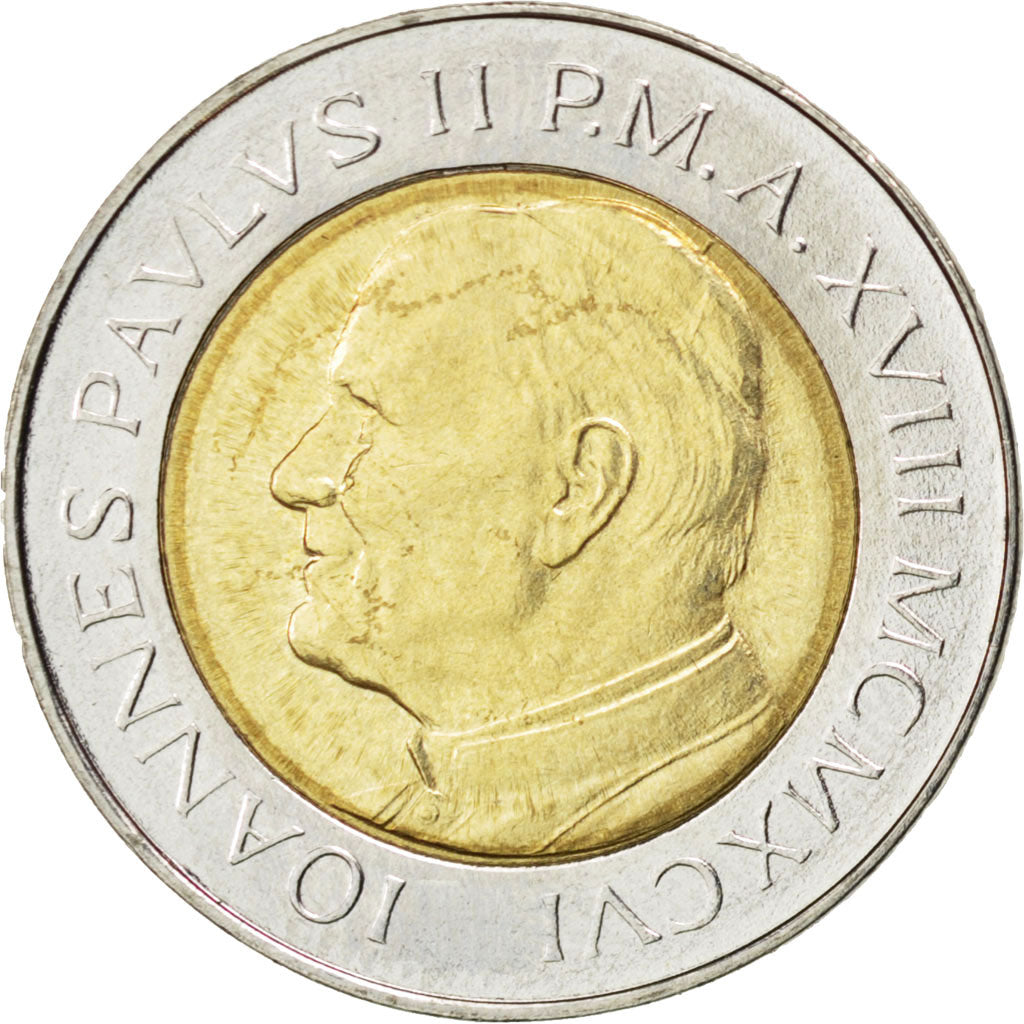 VATICAN CITY, 500 Lire, 1996, KM #277, MS(63), Bi-Metallic, 25.8, 6.84