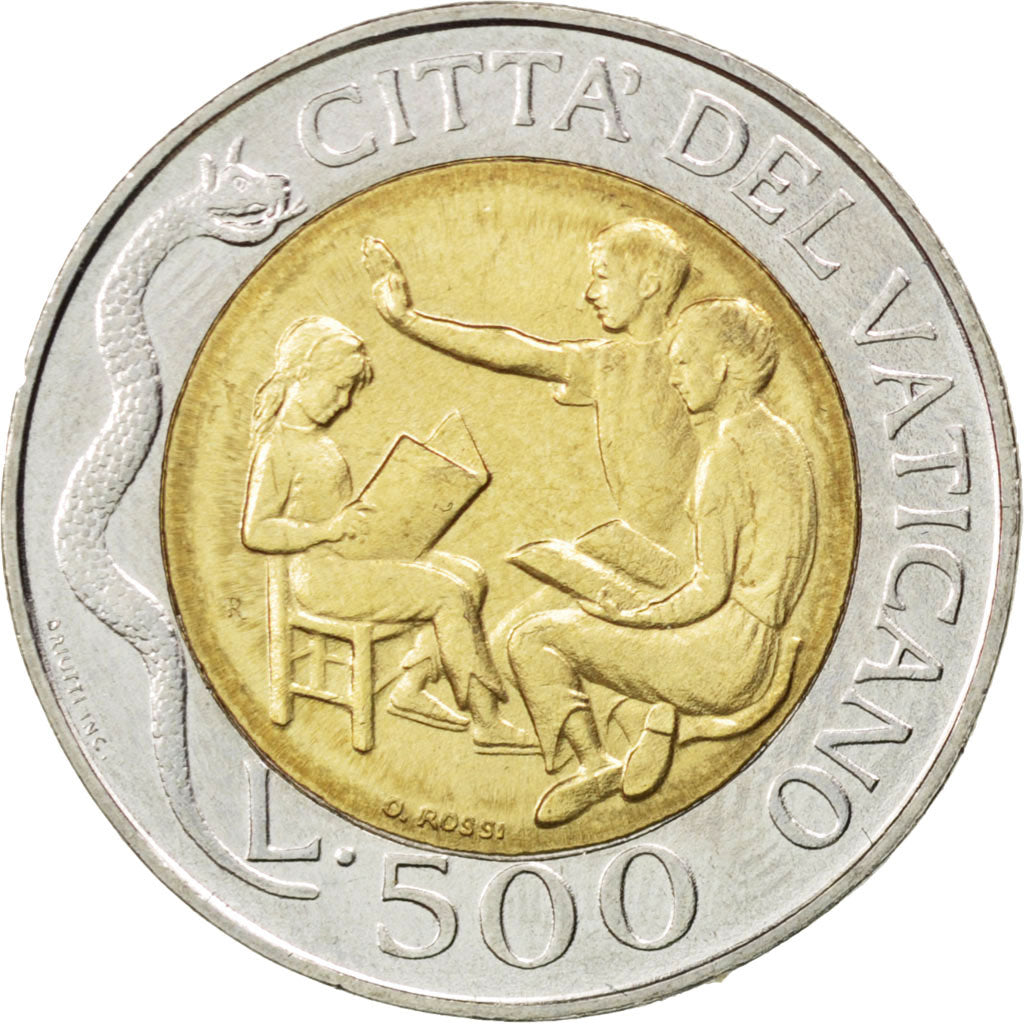 VATICAN CITY, 500 Lire, 1996, KM #277, MS(63), Bi-Metallic, 25.8, 6.84