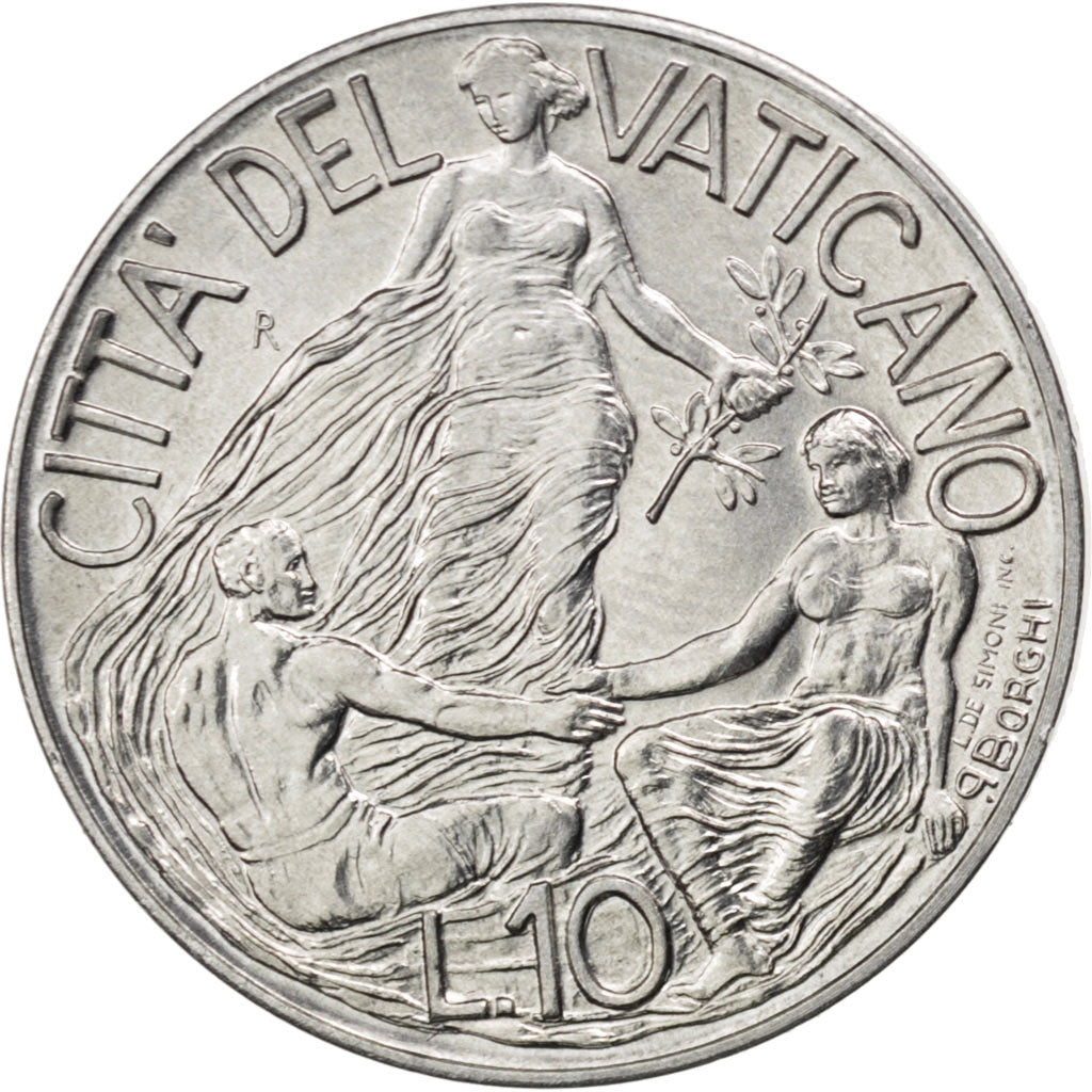 VATICAN CITY, 10 Lire, 1998, KM #293, MS(63), Aluminum, 23, 1.59