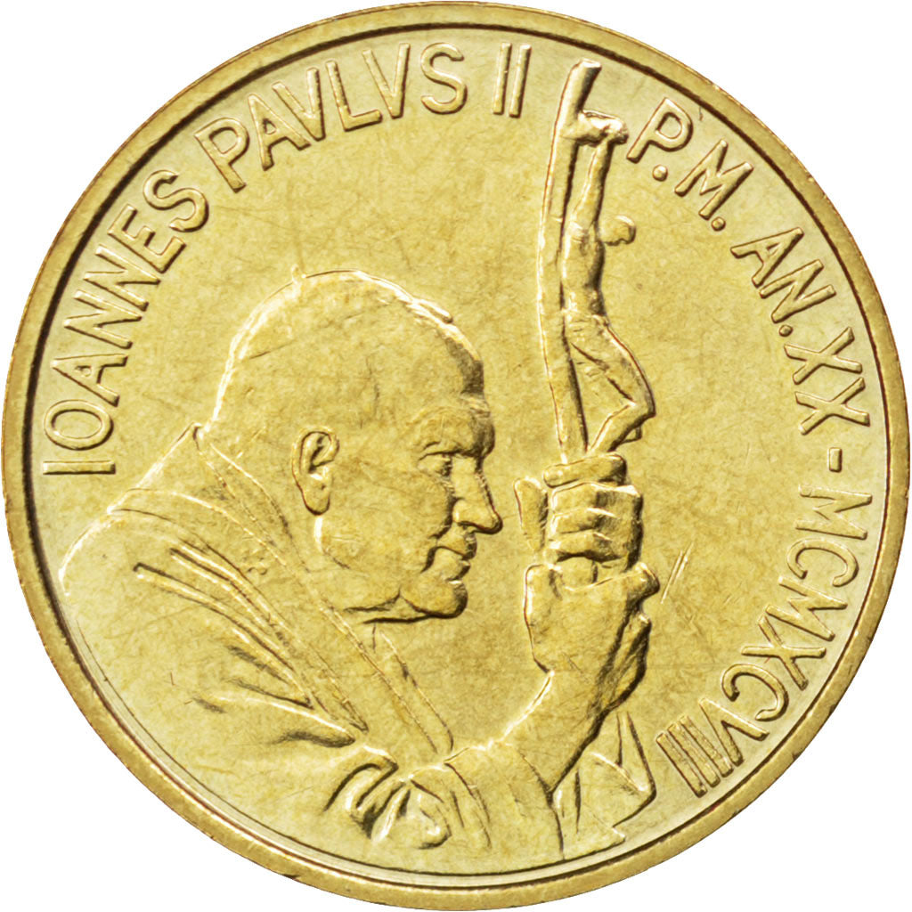 Coin, VATICAN CITY, John Paul II, 20 Lire, 1998, MS(63), Aluminum-Bronze, KM:294