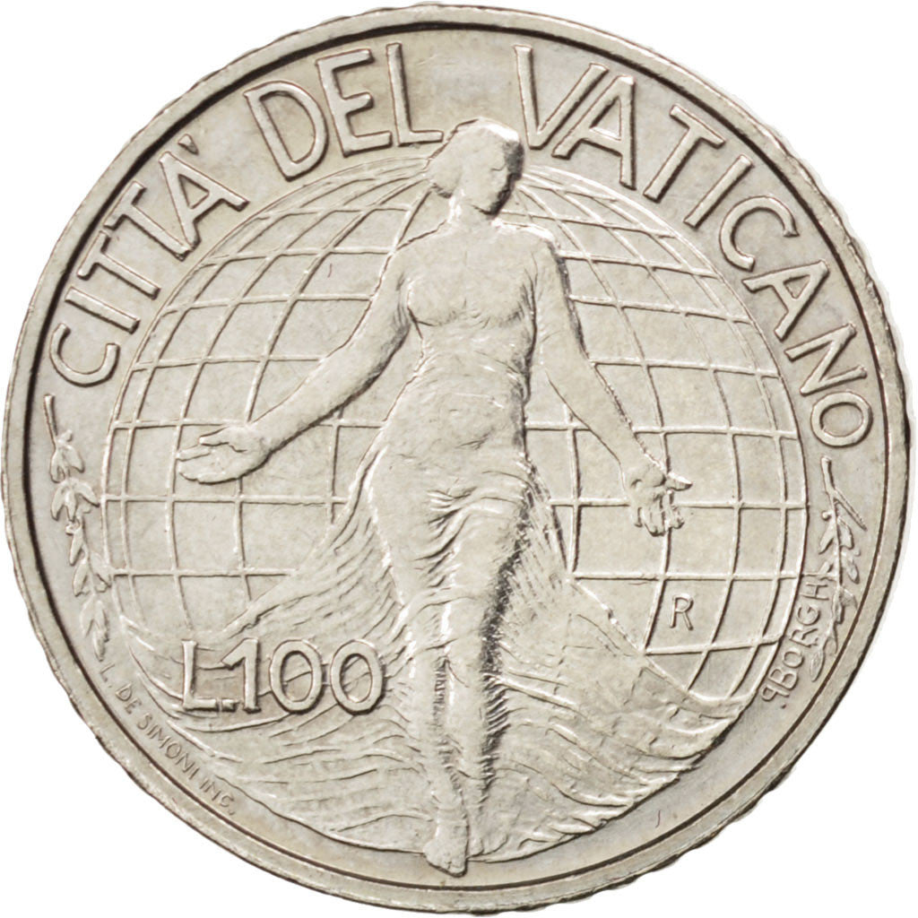 VATICAN CITY, 100 Lire, 1998, KM #296, MS(63), Copper-Nickel, 21.8, 4.49