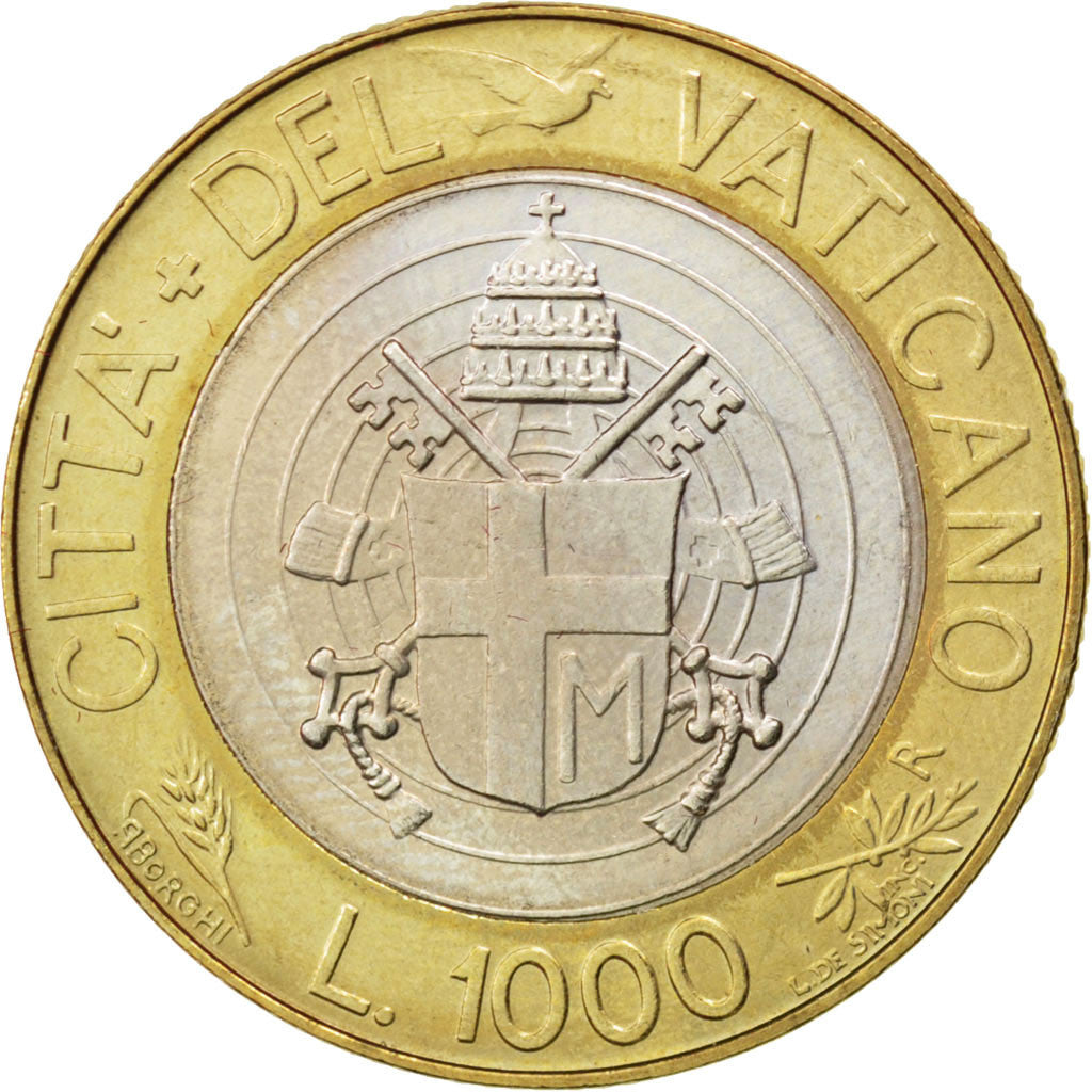 Coin, VATICAN CITY, John Paul II, 1000 Lire, 1998, MS(63), Bi-Metallic, KM:299