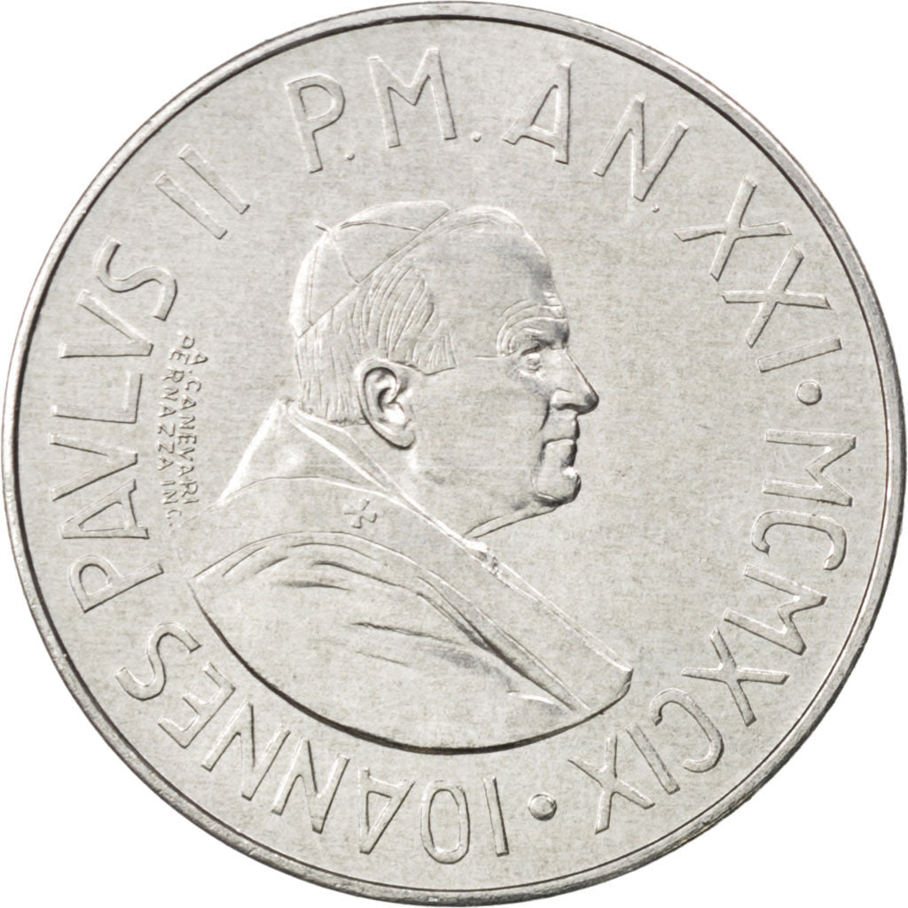 VATICAN CITY, 10 Lire, 1999, Rome, KM #305, MS(63), Aluminum, 23.3, 1.59
