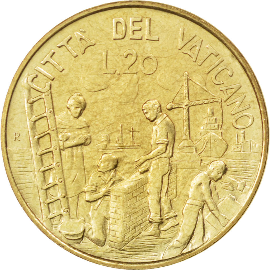 VATICAN CITY, 20 Lire, 1999, Rome, KM #306, MS(63), Aluminum-Bronze, 21.3, 3.60