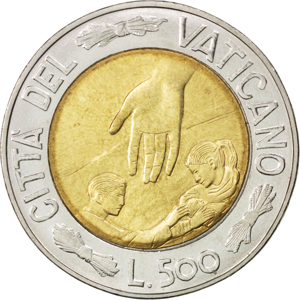 VATICAN CITY, 500 Lire, 1999, Rome, KM #310, MS(63), Bi-Metallic, 25.9, 6.76