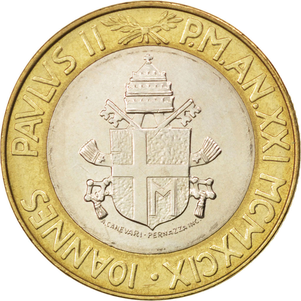 VATICAN CITY, 1000 Lire, 1999, Rome, KM #311, MS(63), Bi-Metallic, 26.9, 8.87