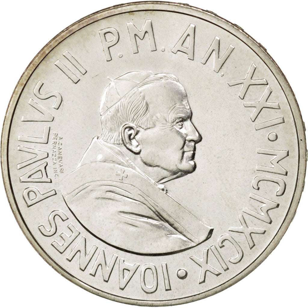 Coin, VATICAN CITY, John Paul II, 1000 Lire, 1999, Rome, MS(63), Silver, KM:312