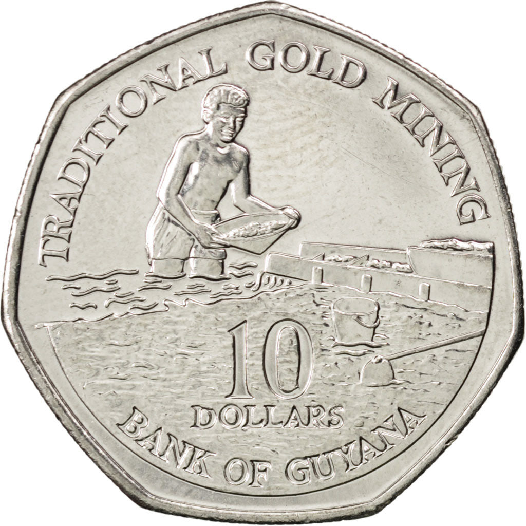 GUYANA, 10 Dollars, 2007, Royal Mint, KM #52, MS(63), Nickel Plated Steel, 23,..