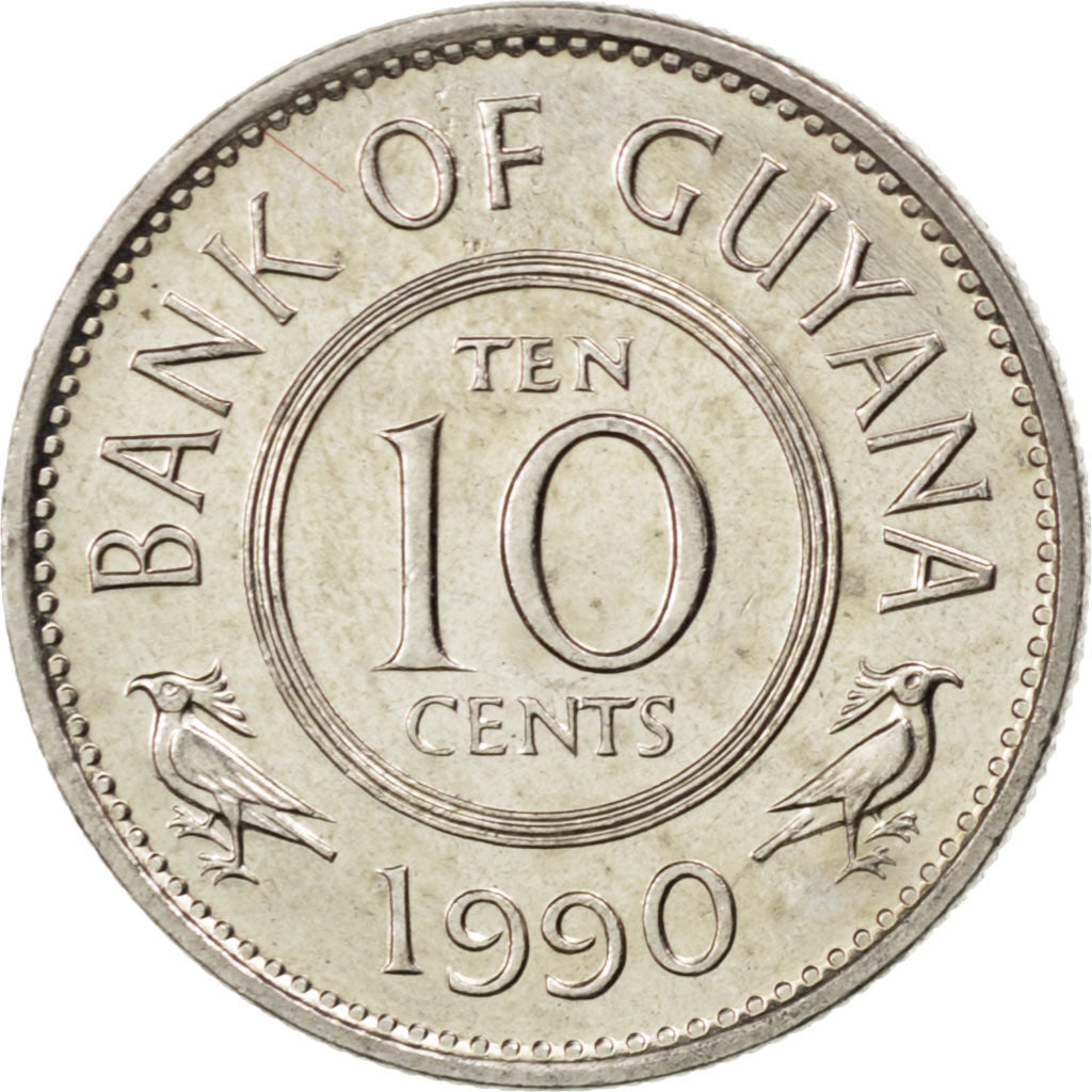 Moneda, Guyana, 10 Cents, 1990, SC, Cobre - níquel, KM:33