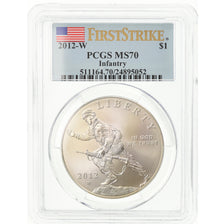 Moneta, Stati Uniti, Dollar, 2012, West Point, Infantry, PCGS, MS70, FDC