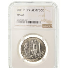 Moneta, USA, 1/2 Dollar, 2011, Dahlonega, US Army, NGC, MS69, MS(65-70)