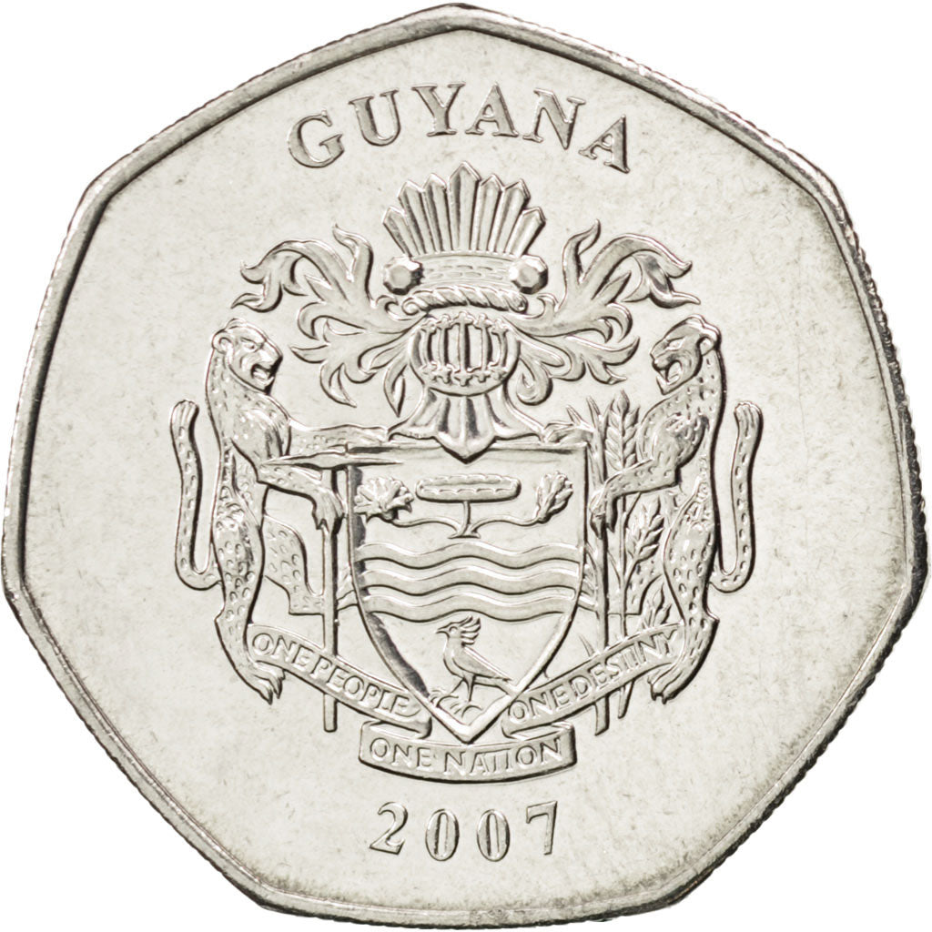 GUYANA, 10 Dollars, 2007, Royal Mint, KM #52, MS(63), Nickel Plated Steel, 23,..