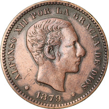 Moeda, Espanha, Alfonso XII, 5 Centimos, 1879, Madrid, VF(30-35), Bronze, KM:674