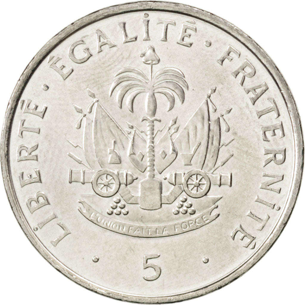 HAITI, 5 Centimes, 1997, KM #154a, MS(63), Nickel Plated Steel, 20, 3.06