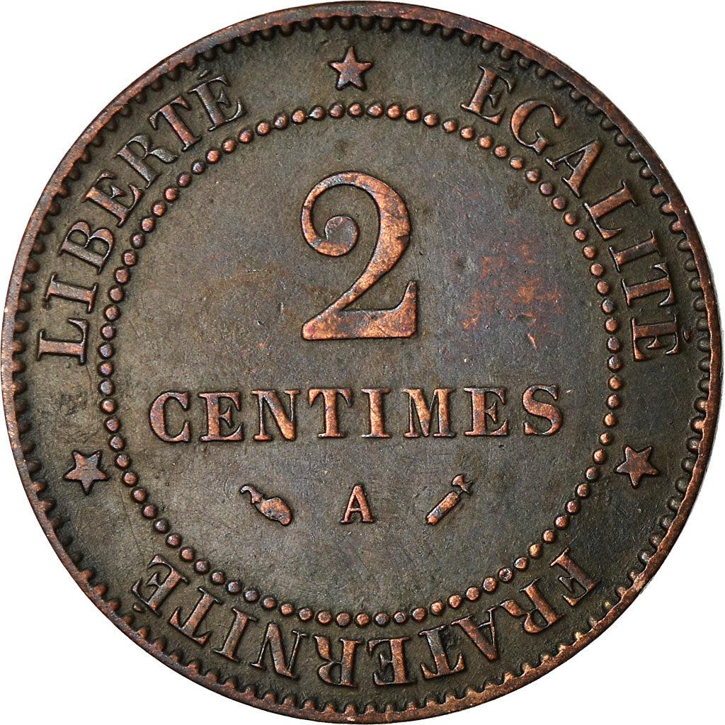 Moneta, Francia, Cérès, 2 Centimes, 1890, Paris, MB+, Bronzo, KM:827.1