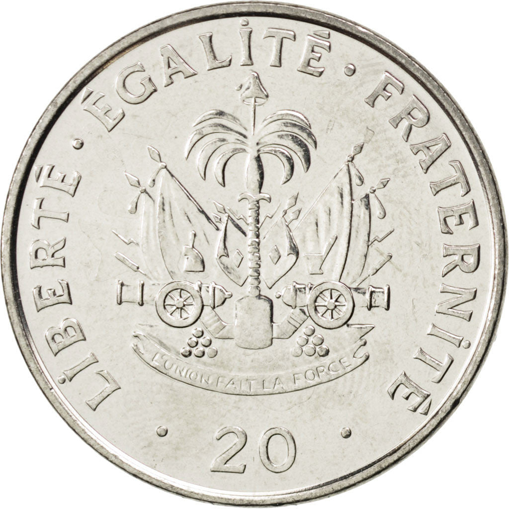 HAITI, 20 Centimes, 1995, KM #152a, MS(63), Nickel Plated Steel, 26.2, 6.90