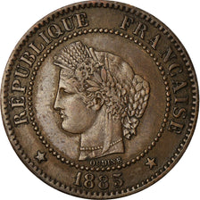 Moeda, França, Cérès, 2 Centimes, 1885, Paris, EF(40-45), Bronze, KM:827.1